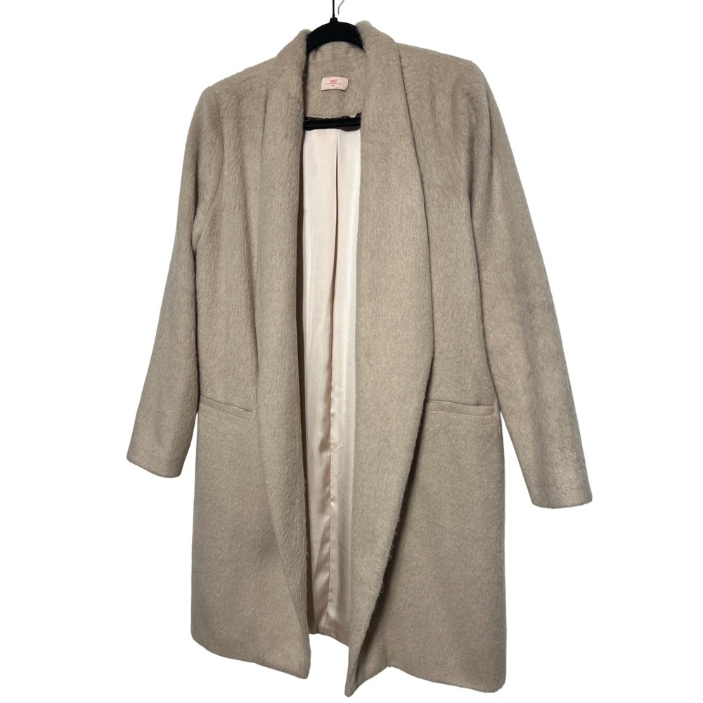 Nell Open Front Shawl Collar Wool‎ Mohair Blend Coat Beige Women's Size 6 EUC
